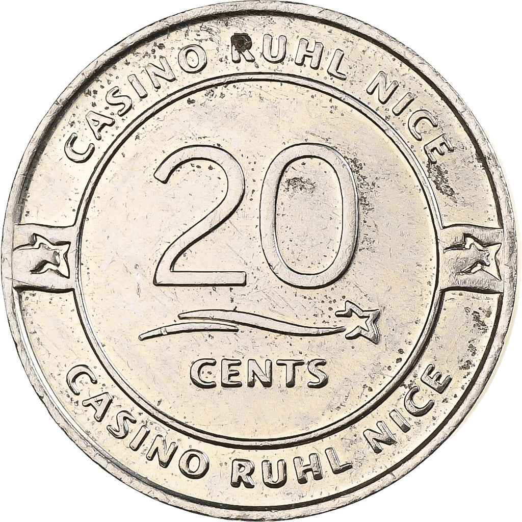 Francia, Casino Token, Casino Ruhl, Nice, 20 Cents, 2001-2002, Níquel, EBC