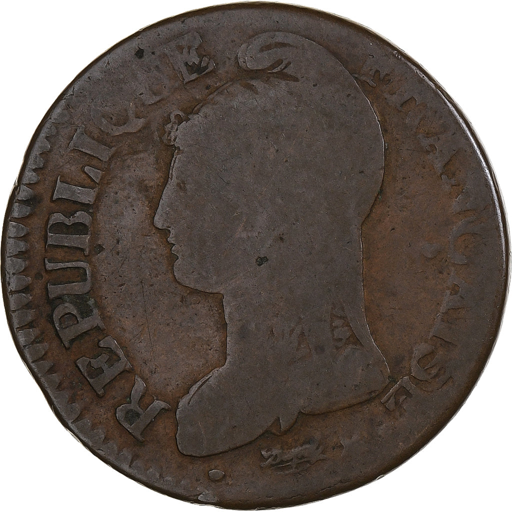 Francia, 5 Centimes, Dupré, AN 5, Lyon, Cobre, BC