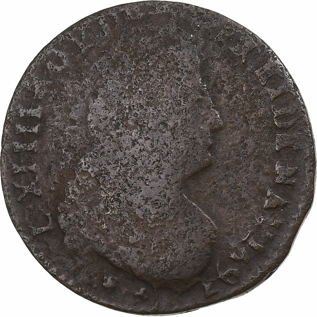Francja, Louis XIV, Liard, 1693, Montpellier, Miedź, F(12-15)