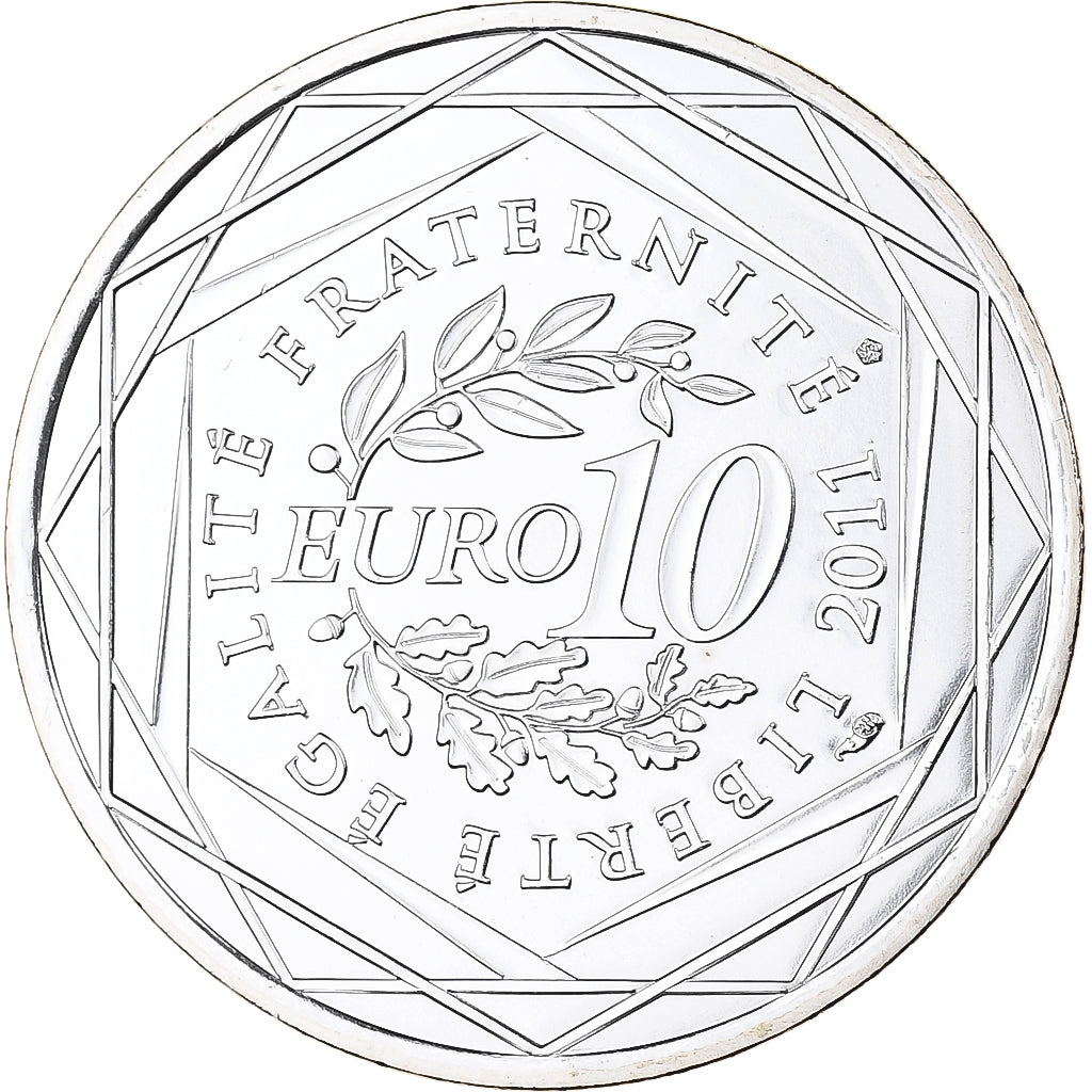 France, 10 Euro, Guadeloupe, 2011, MDP, Silver, MS(65-70)