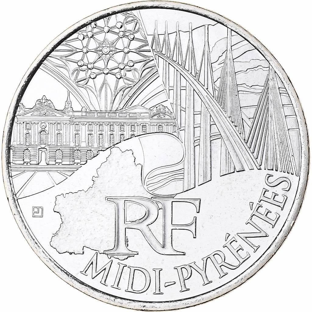 France, 10 Euro, Midi-Pyrénées, 2011, MDP, Silver, MS(65-70)