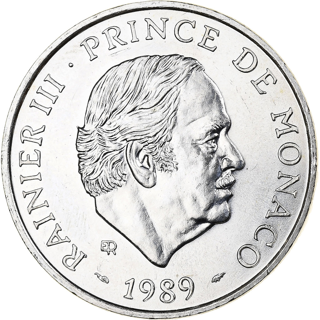 Monaco, Rainier III, 100 Francs, 40th Anniversary of reign, 1989, MDP, Silver