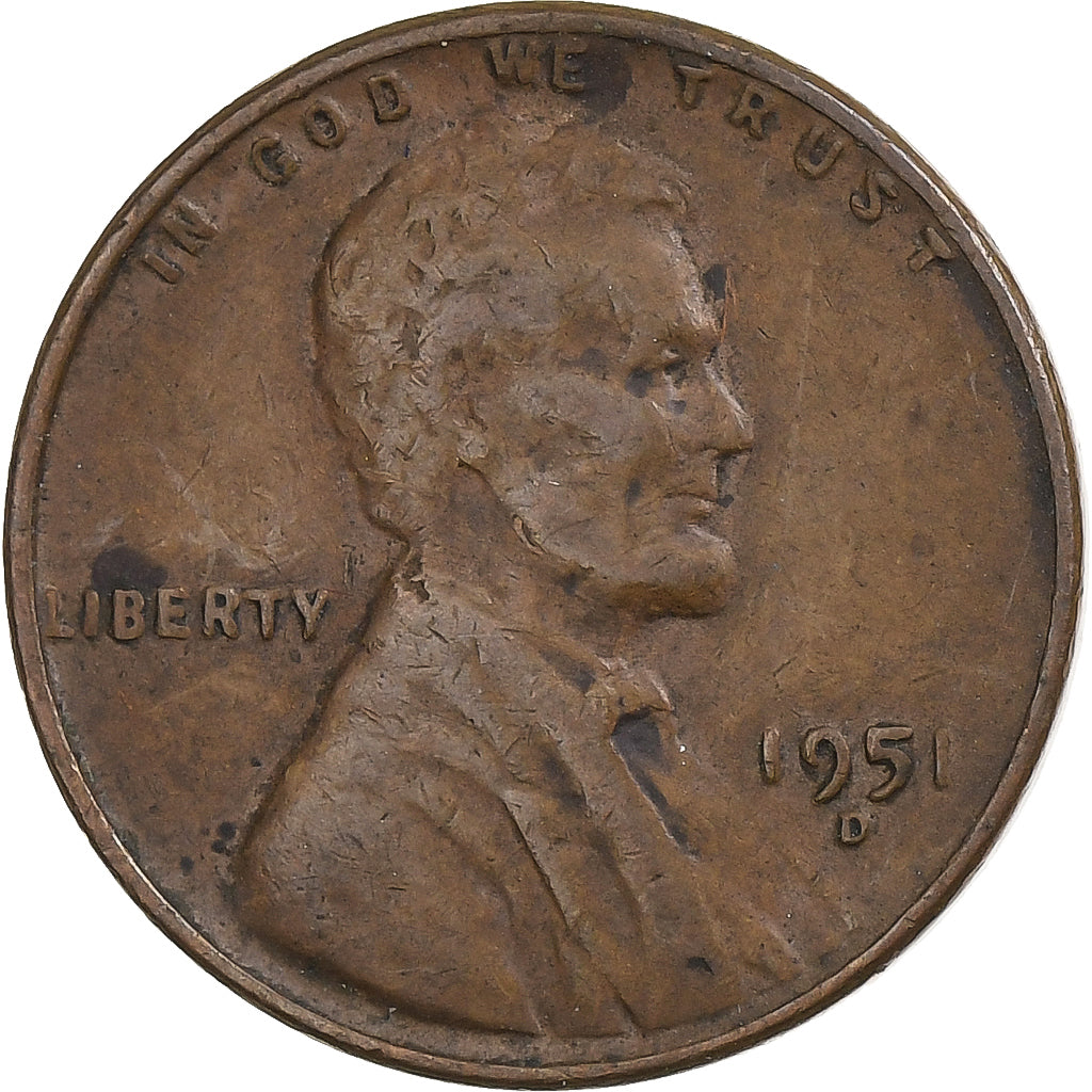 United States, Cent, Lincoln, 1951, Denver, Bronze, VF(20-25)
