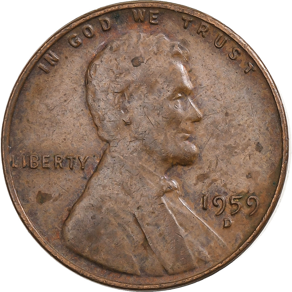 USA, Cent, Lincoln, 1959, Denver, Brązowy, VF(30-35)