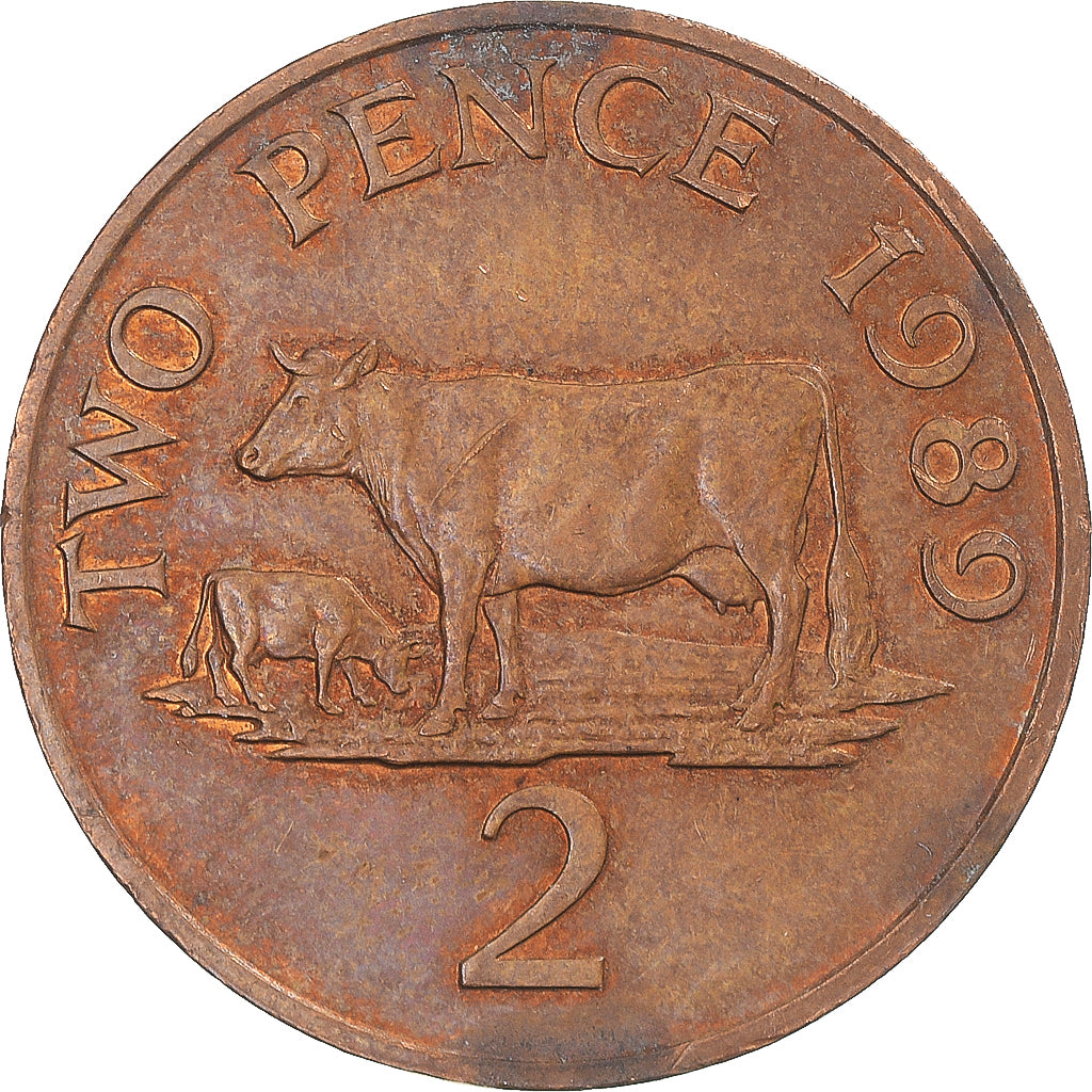 Münze, Guernsey, 2 Pence, 1989