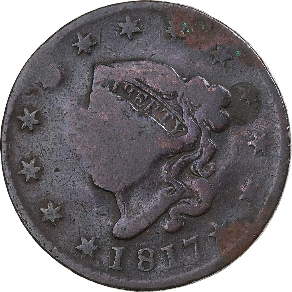 United States, Cent, Coronet Head, 1817, Philadelphia, Copper, VG(8-10)
