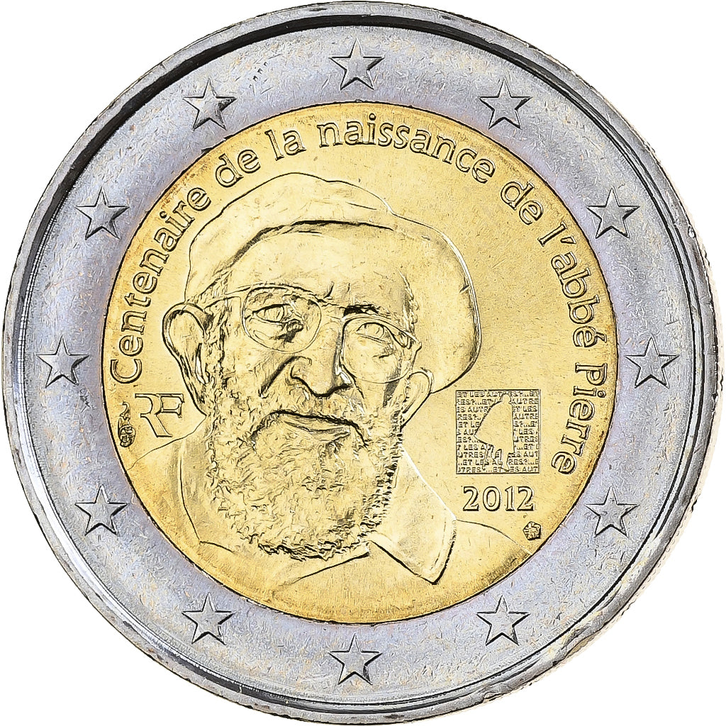 France, 2 Euro, Abbé Pierre, 2012, MDP, Bi-Metallic, MS(65-70)