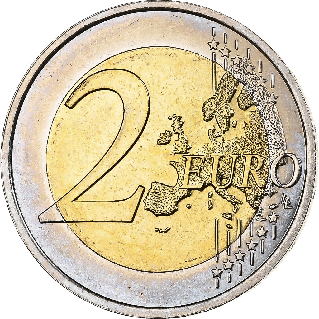 Francja, 2 Euro, 10 Years of EMU, Colourized, 2009, MDP, Bimetaliczny, MS(65-70)