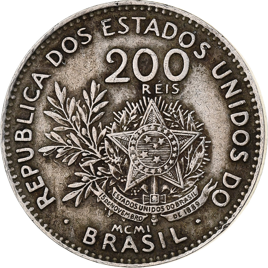 Brésil, 200 Reis, Liberté, 1901, Cupro-nickel, TB