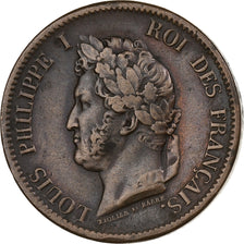 French Antilles, Louis-Philippe I, 5 Cents, 1844, Paris, Bronze, SS