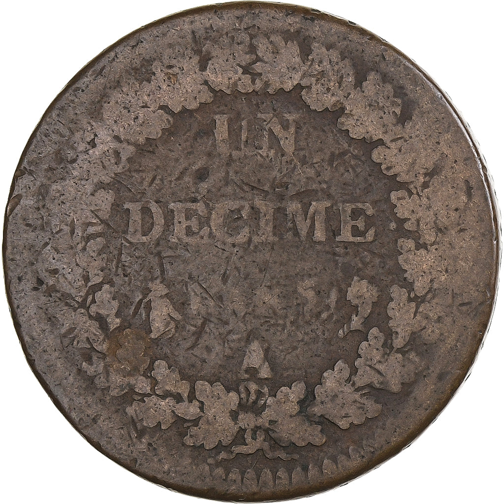 France, Decime, Dupré, AN 5, Paris, Cuivre, B+
