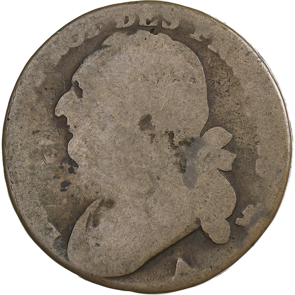 Francia, Louis XVI, 12 deniers françois, 1793 / AN 5, Paris, Métal de cloche