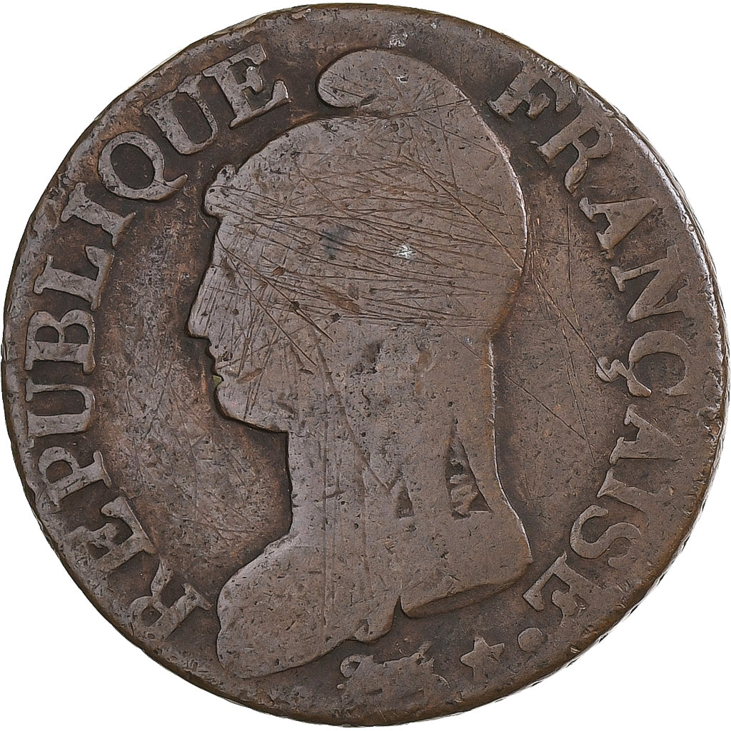 Francia, 5 Centimes, Dupré, AN 7/5, Paris, Cobre, BC