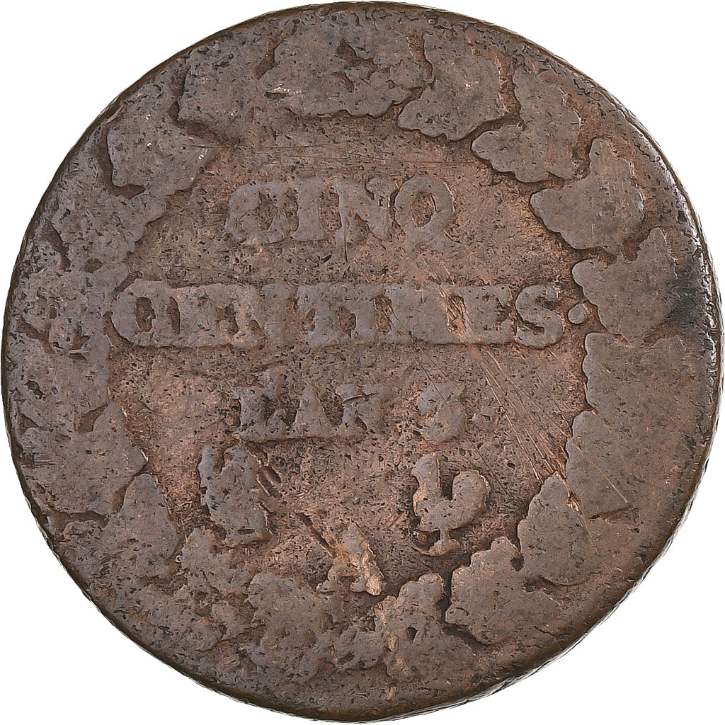 Francia, 5 Centimes, Dupré, AN 7/5, Paris, Cobre, BC