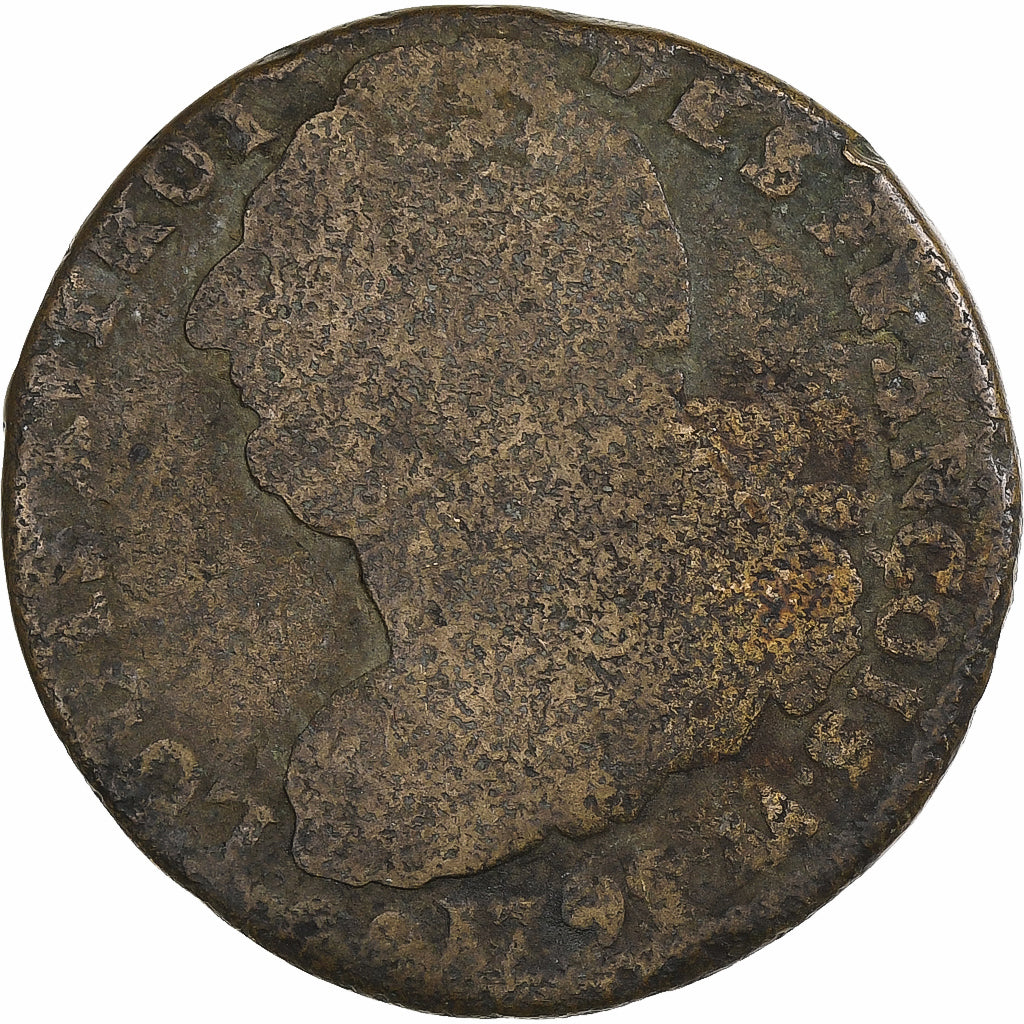 Francja, Louis XVI, 2 sols François, 1792 / AN 4, Metz, Métal de cloche