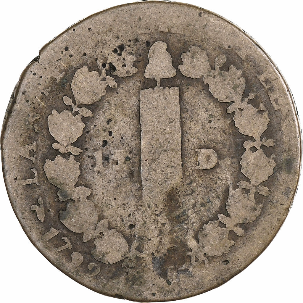 France, Louis XVI, 12 deniers François, 1792 / AN 4, Métal de cloche, B+