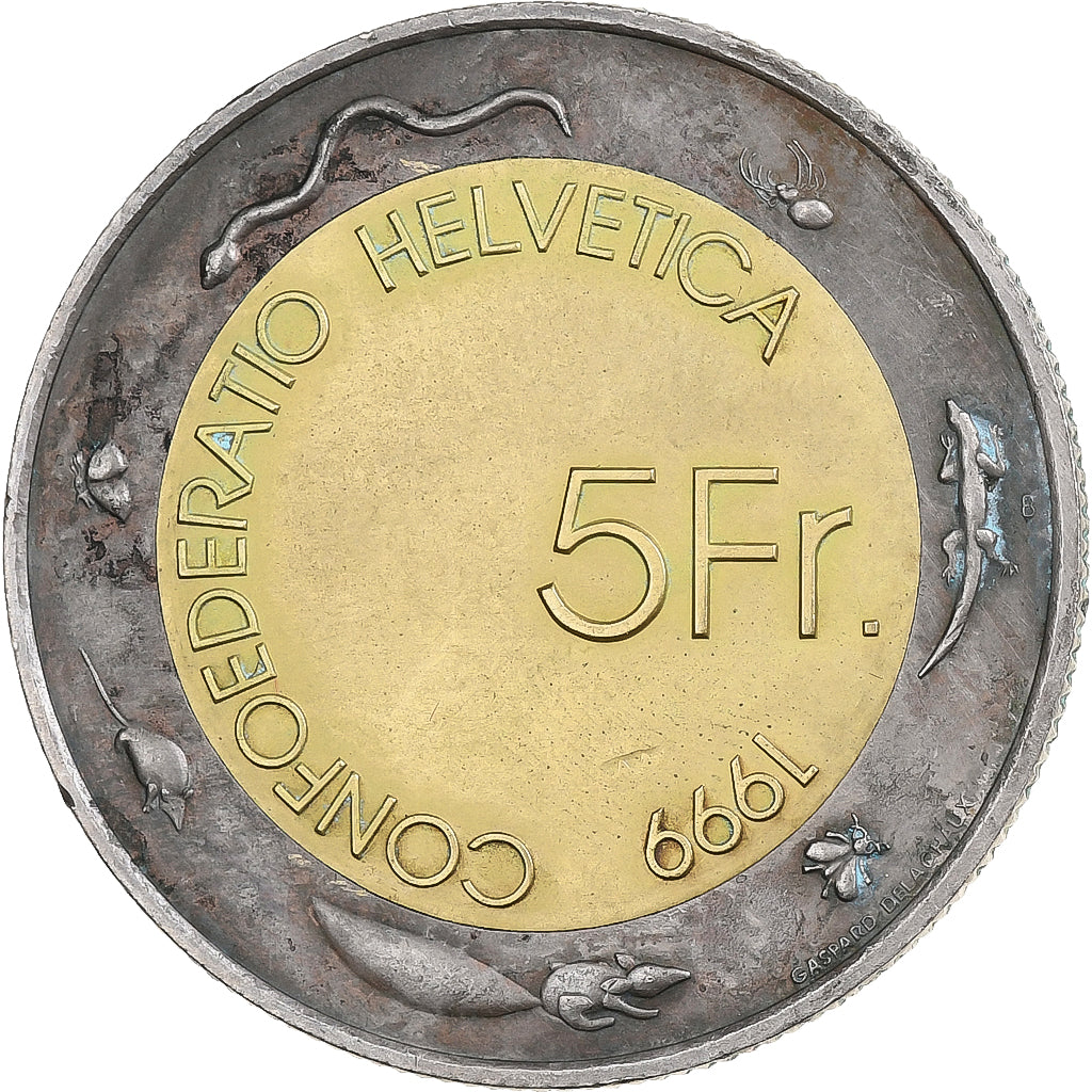 Suisse, 5 Francs, Fête des Vignerons, 1999, Bern, Bimétallique, TTB