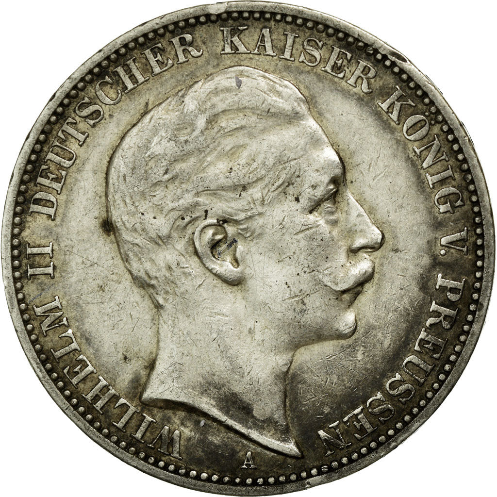 Coin, German States, PRUSSIA, Wilhelm II, 3 Mark, 1909, Berlin, EF(40-45)