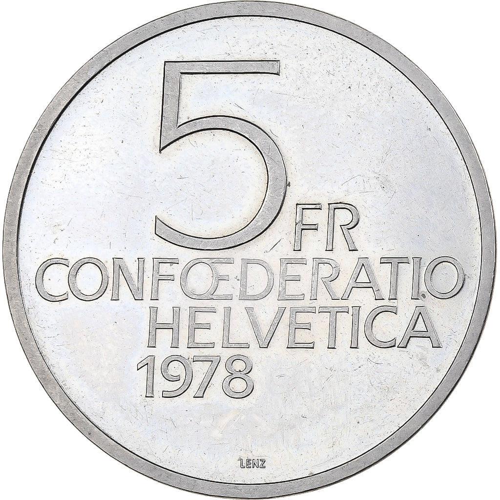 Suiza, 5 Francs, Henry Dunant, 1978, Bern, Prueba, Cupronickel, EBC