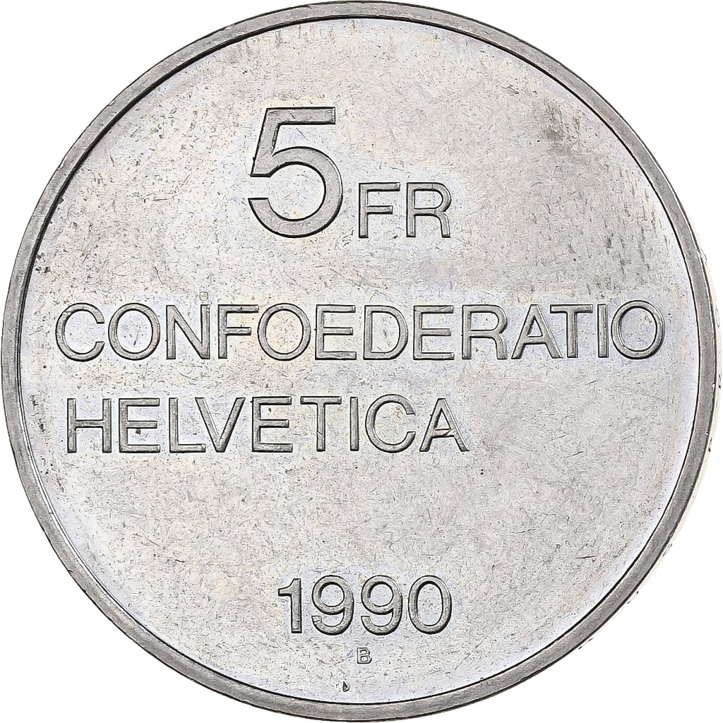 Suiza, 5 Francs, Gottfried Keller, 1990, Bern, Cupronickel, EBC