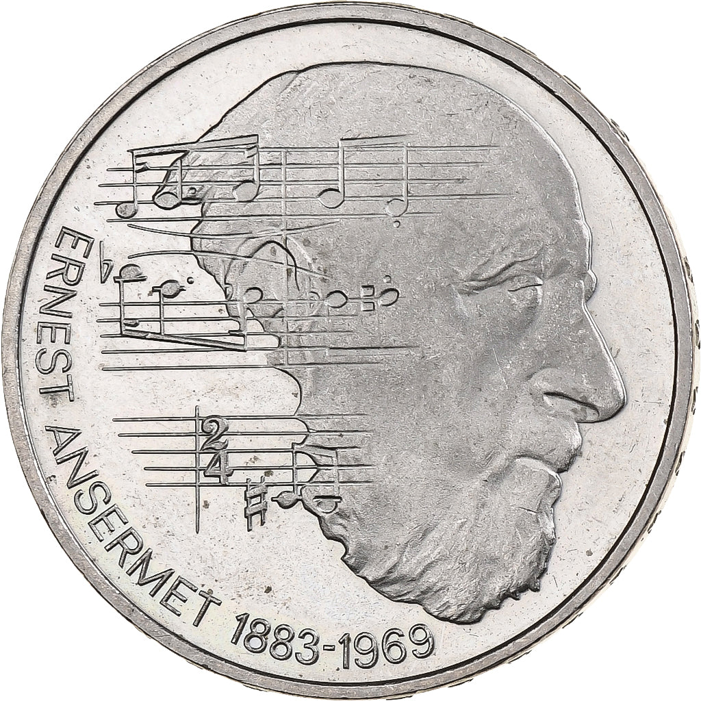 Suiza, 5 Francs, Ernest Ansermet, 1983, Bern, Cupronickel, EBC+