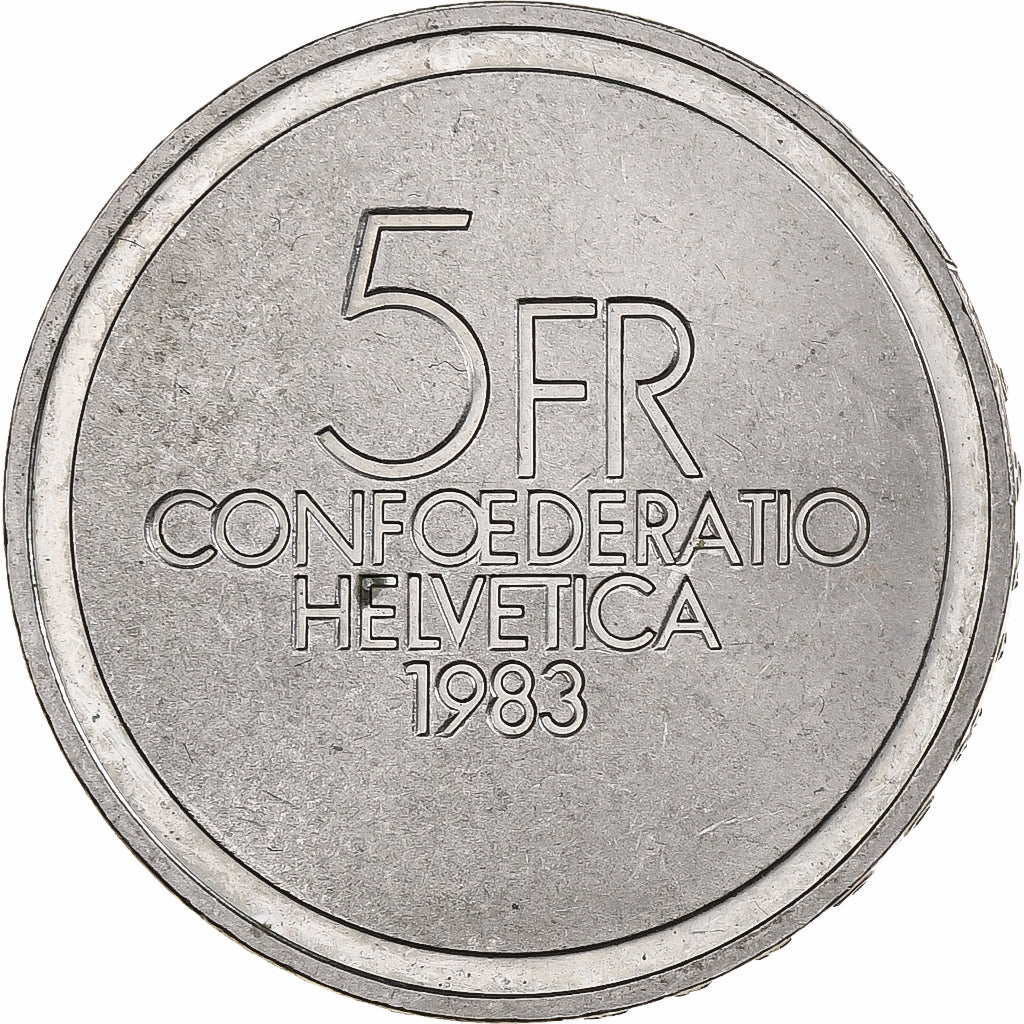 Suiza, 5 Francs, Ernest Ansermet, 1983, Bern, Cupronickel, EBC+