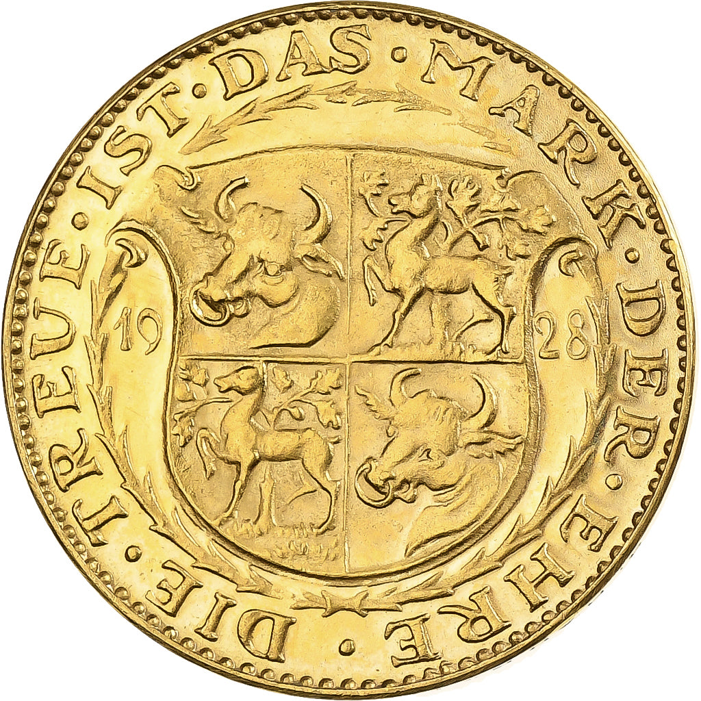 Weimar Republic, Medal, Paul von Hindenburg, 1928, Gold, Goetz, MS(63)