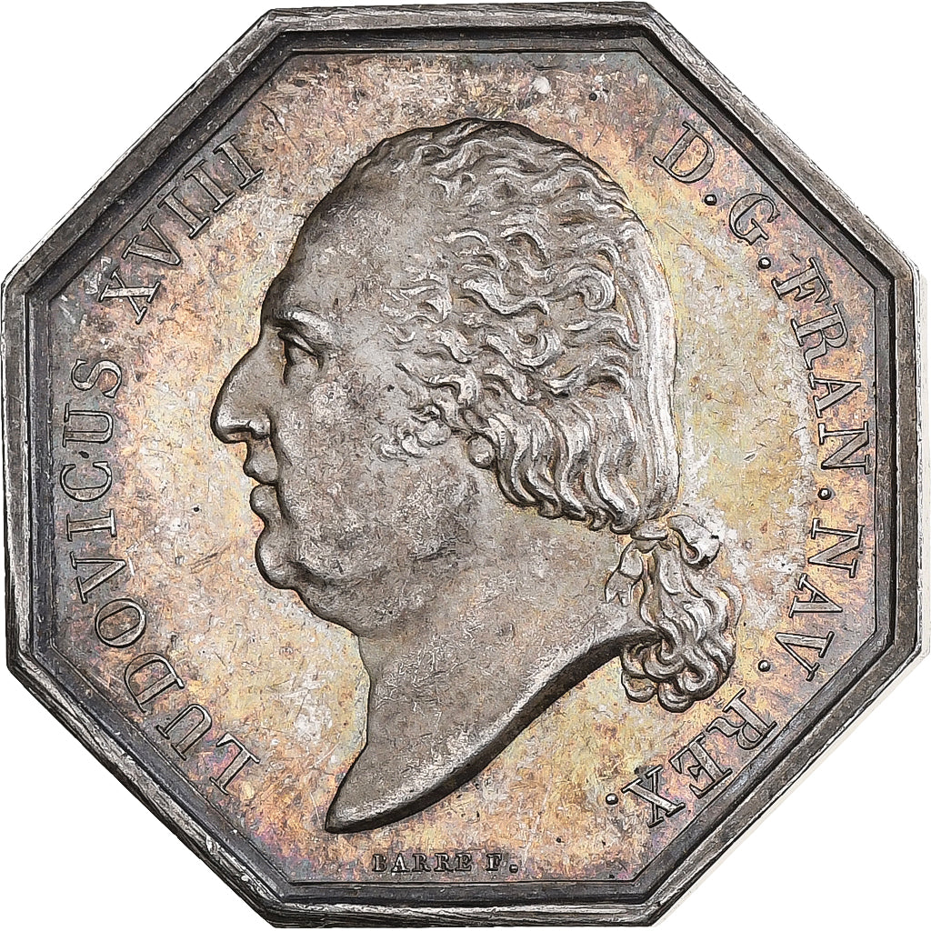 France, Jeton, Louis XVIII, Ville de Rouen, 1818, Argent, SUP, Barre