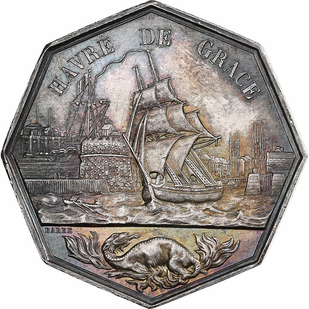 Francia, zeton, Chambre de commerce du Havre de Grâce, Plata, Barre, EBC