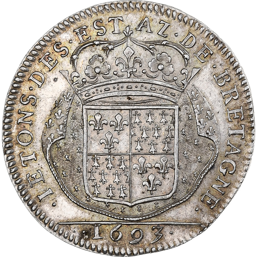 France, Jeton, Louis XIV, Etats de Bretagne, 1693, Argent, TTB+