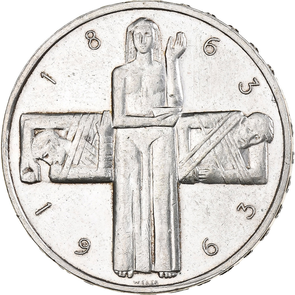 Switzerland, 5 Francs, Swiss Red Cross, 1963, Bern, Silver, AU(55-58)