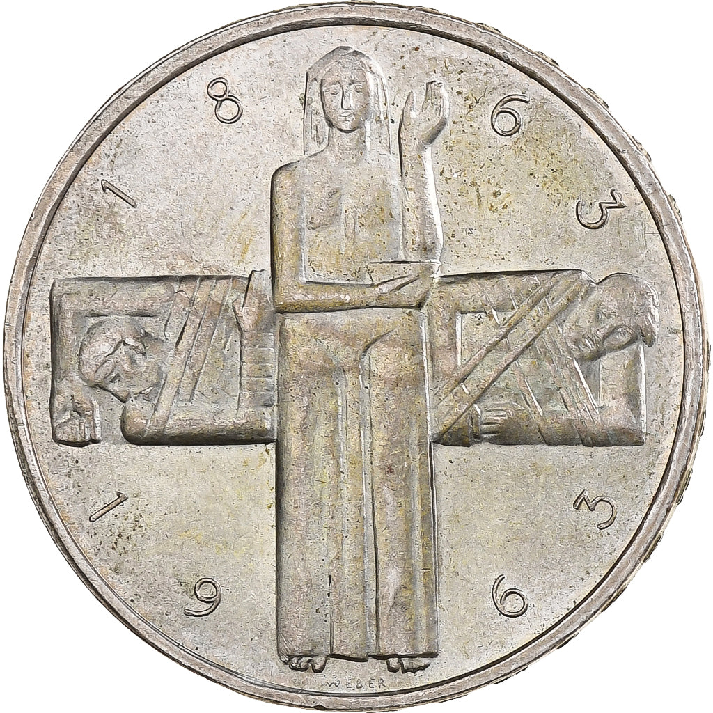 Switzerland, 5 Francs, Swiss Red Cross, 1963, Bern, Silver, AU(50-53)