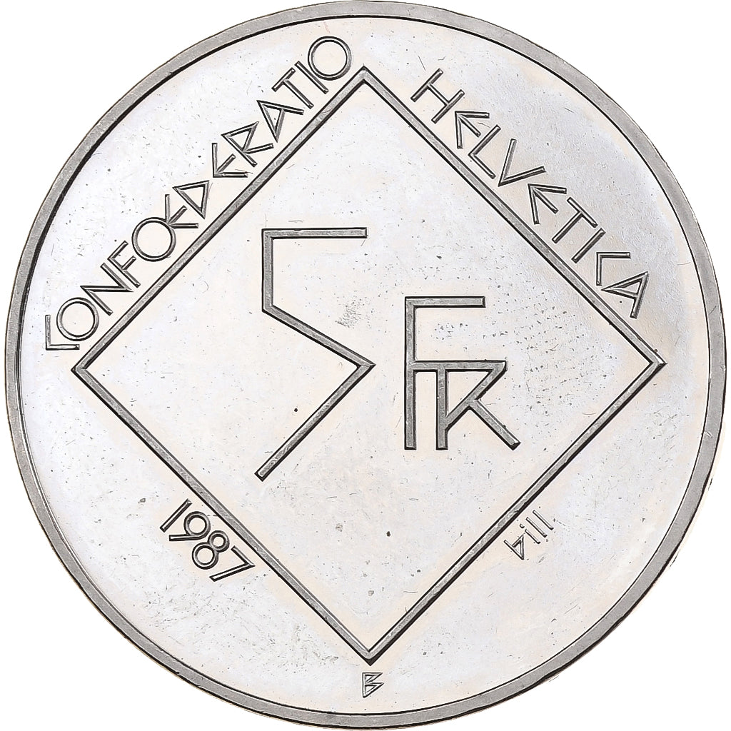Svizzera, 5 Francs, Le Corbusier, 1987, Bern, Rame-nichel, SPL-