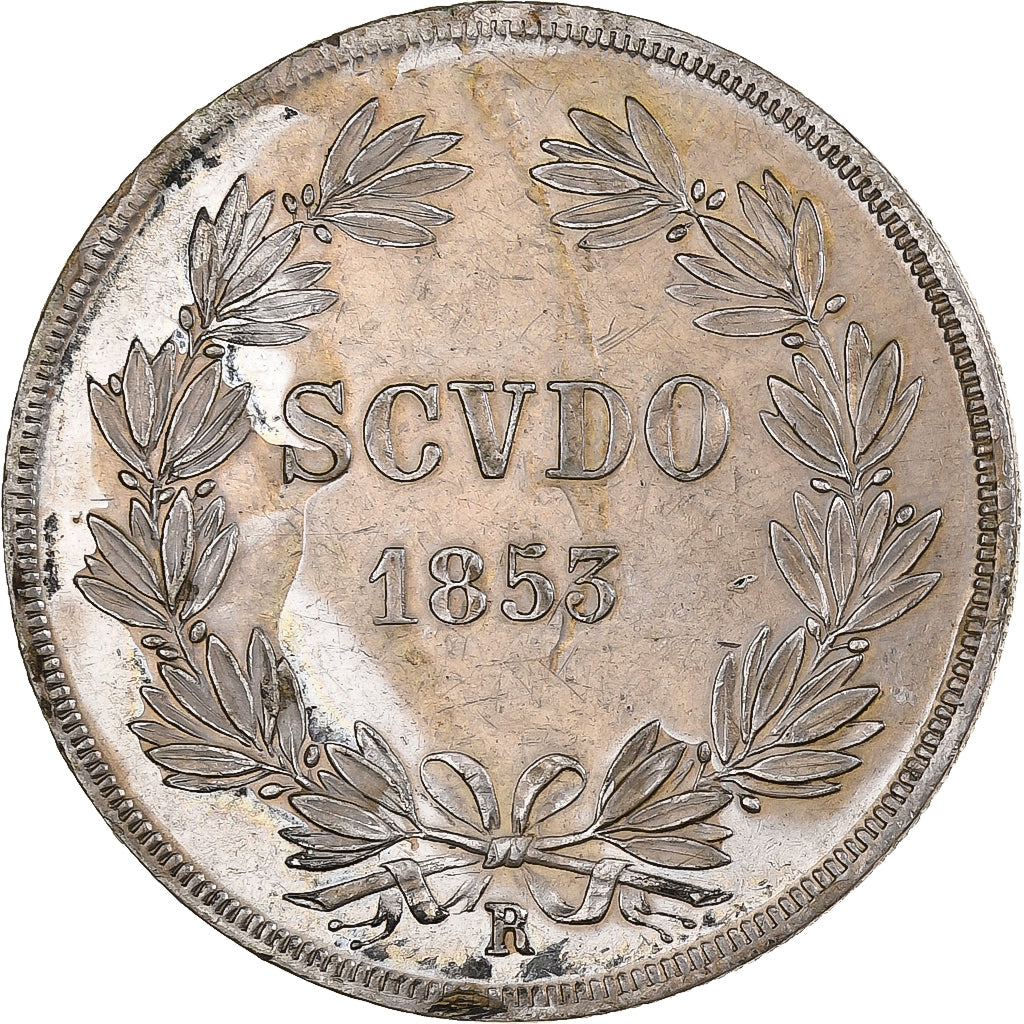 Papal States, Pius IX, Scudo, 1853, Rome, Prata, AU(55-58), KM:1336