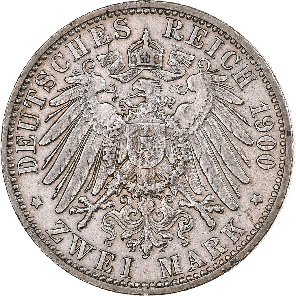 Grand duchy of Oldenburg, Friedrich August II, 2 Mark, 1900, Berlin, Silver