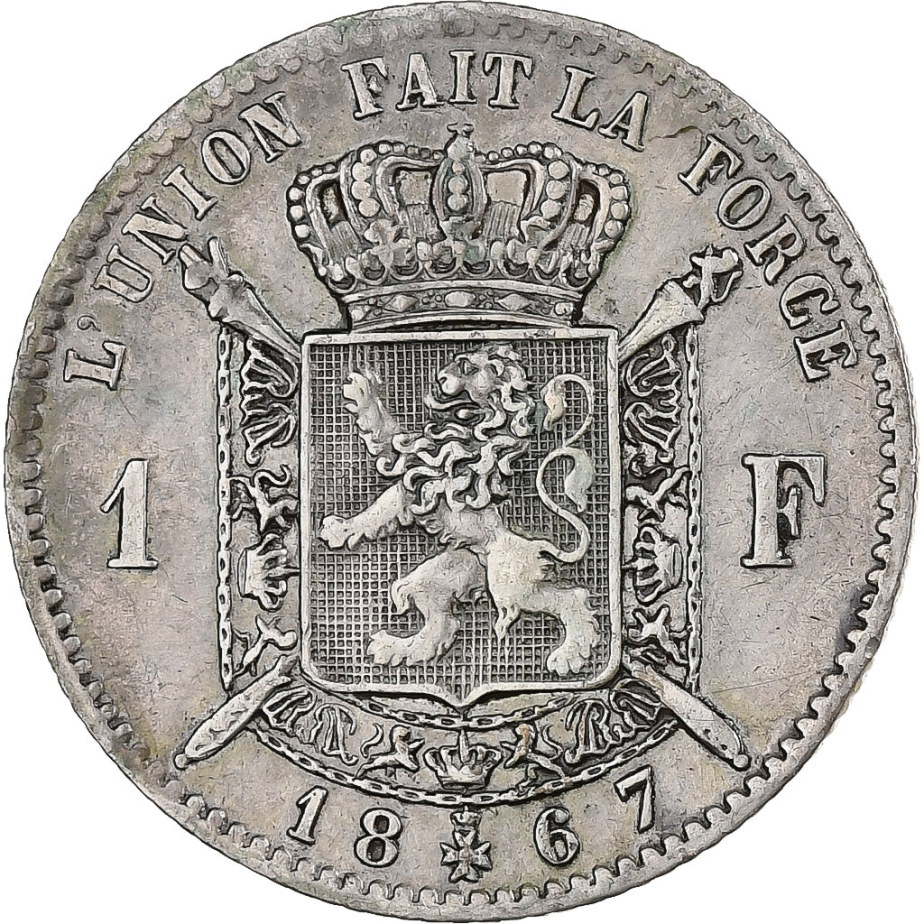 Belgium, Leopold II, Franc, 1867, Bruxelles, Silver, EF(40-45)