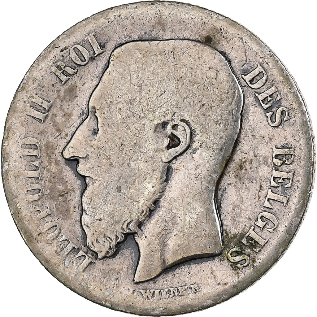 België, Leopold II, 50 Centimes, 1886, Brussels, Zilver, ZG+
