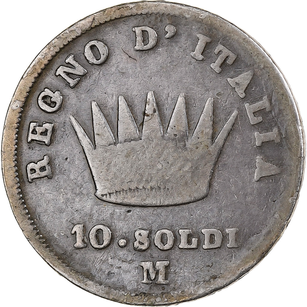 Kingdom of Italy, Napoleon I, 10 Soldi, 1814, Milan, Silber, S