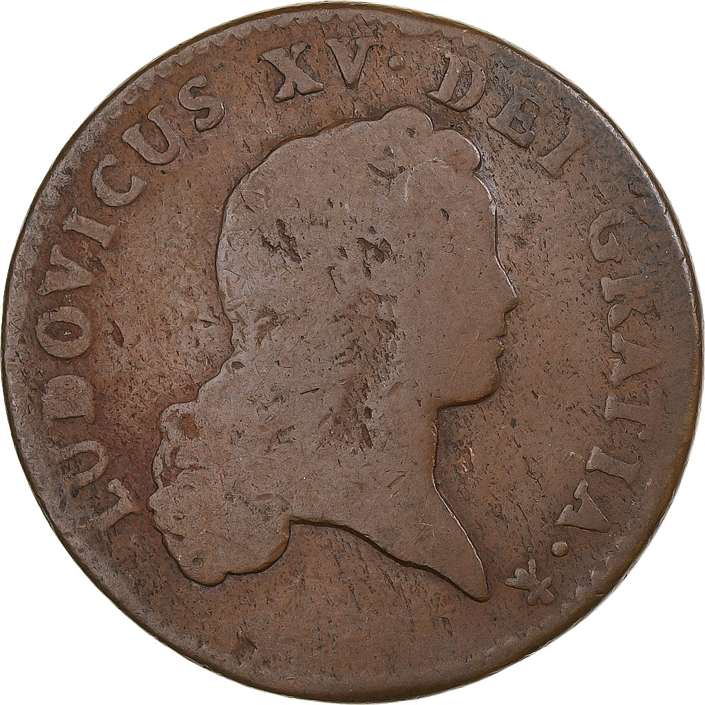 Francia, Louis XV, Sol au buste enfantin, 1719, Metz, Cobre, BC