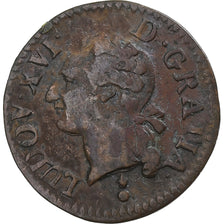France, Louis XVI, Liard, 1786, Metz, Copper, VF(20-25)