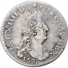 França, Louis XIV, 4 Sols aux 2 L, 1691, Lyon, Prata, EF(40-45)