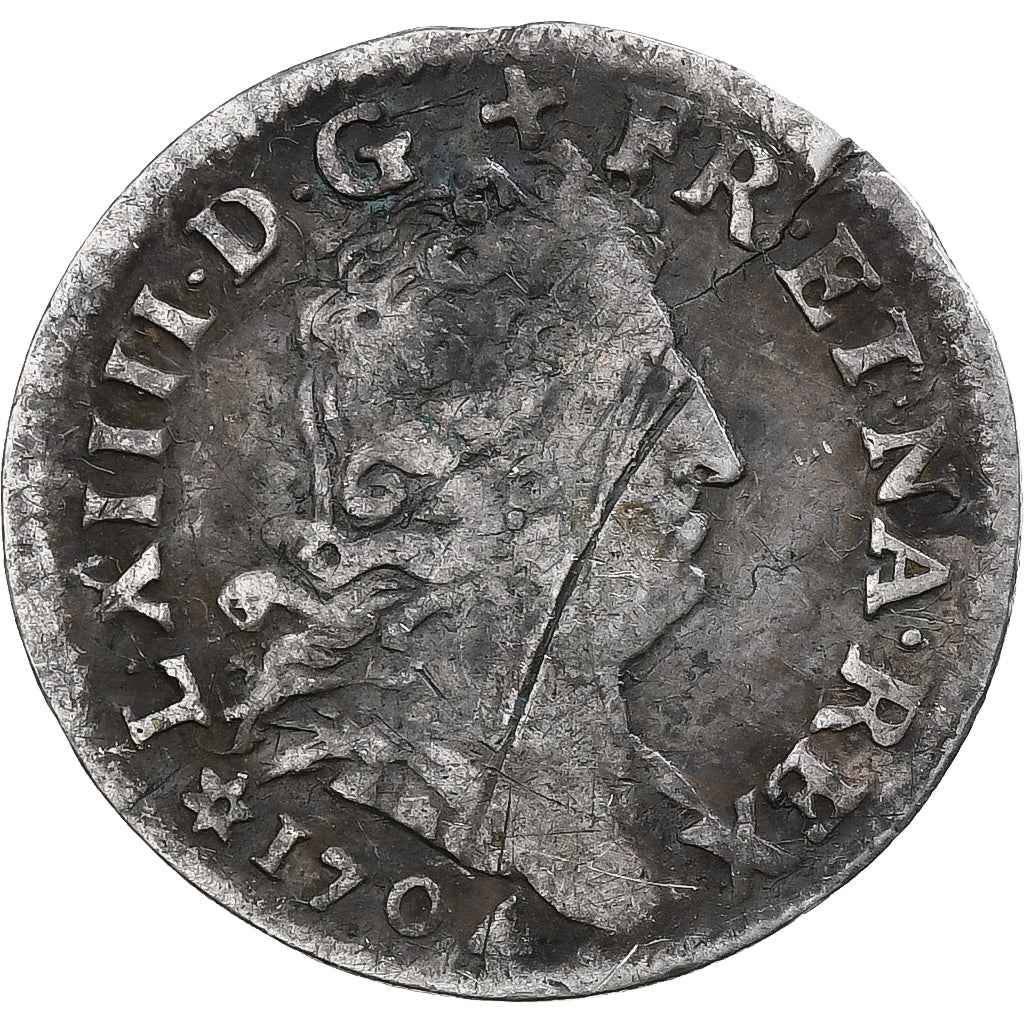 Francia, Louis XIV, 5 Sols aux insignes, 1704, Strasbourg, Argento, MB