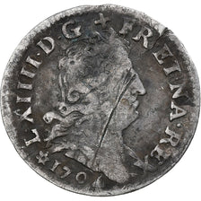 Francia, Louis XIV, 5 Sols aux insignes, 1704, Strasbourg, Argento, MB