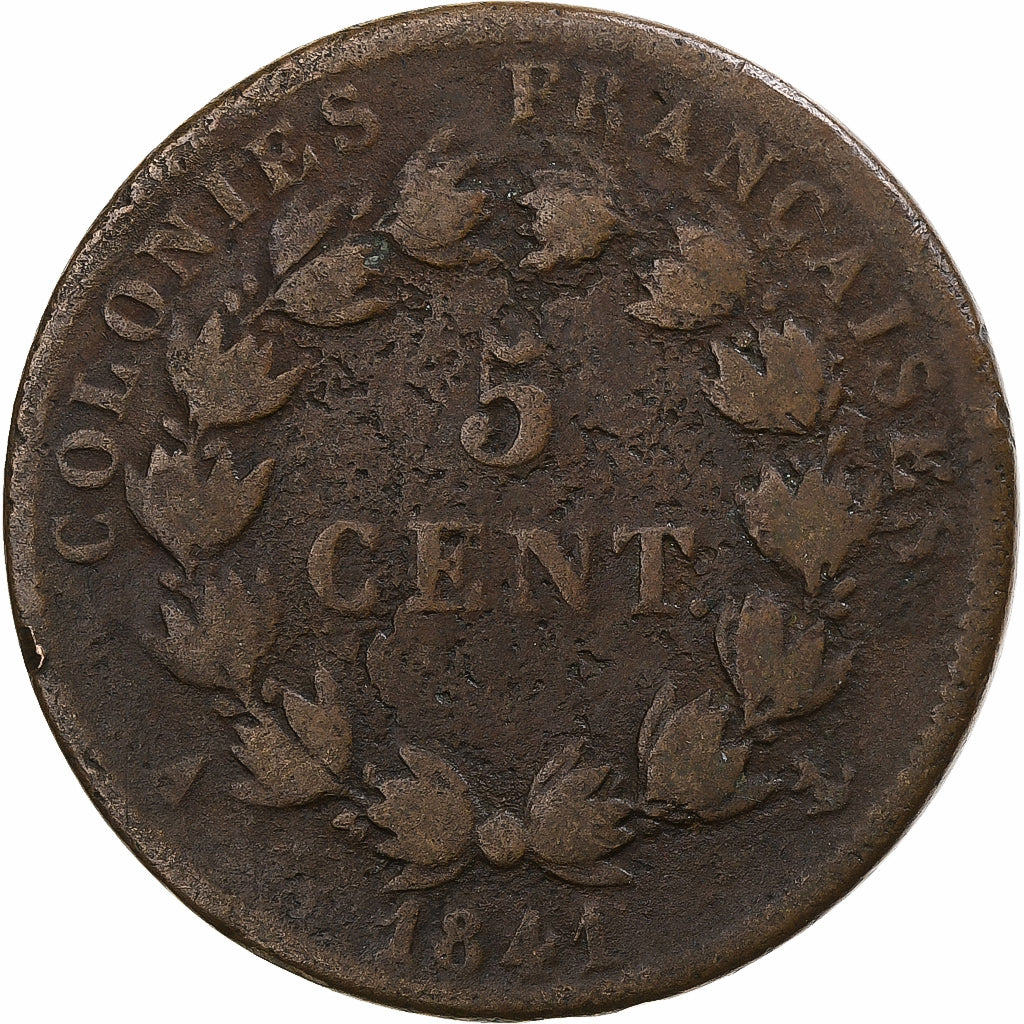 Antyle Francuskie, Louis-Philippe I, 5 Centimes, 1841, Paris, Brązowy