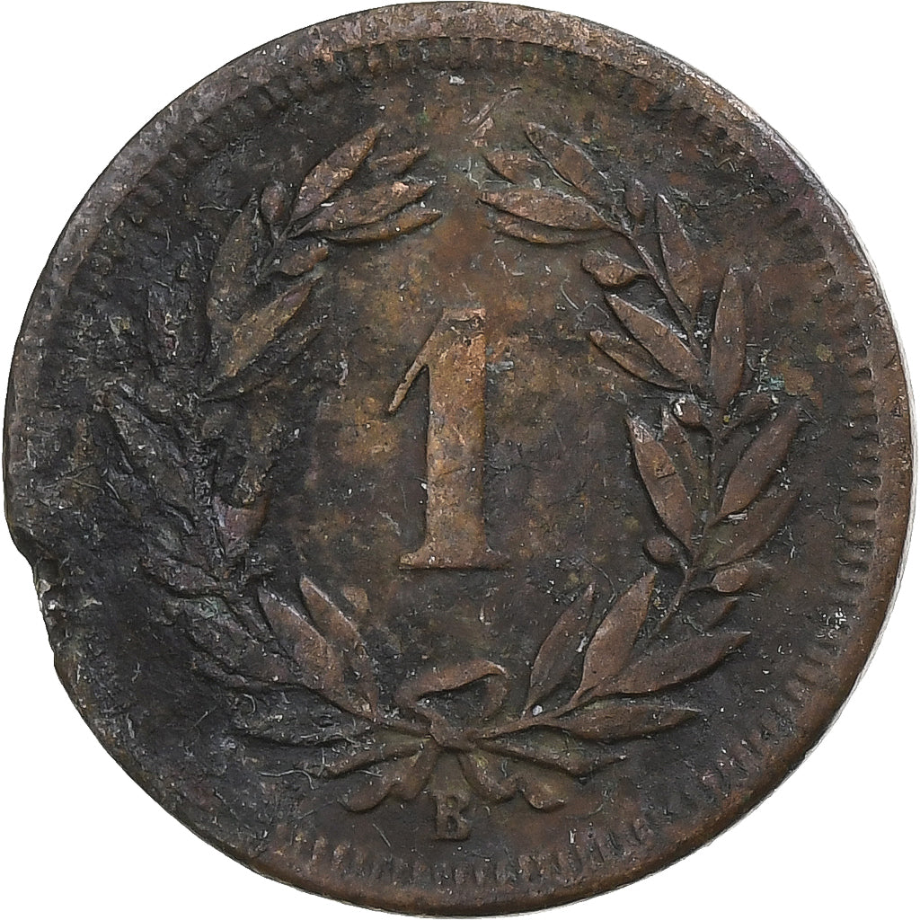 Switzerland, Rappen, Wreath, 1855, Berne, Bronze, VF(20-25)