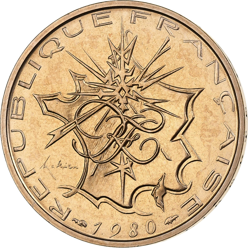 França, 10 Francs, Mathieu, 1980, MDP, série FDC, Cuproníquel Alumínio