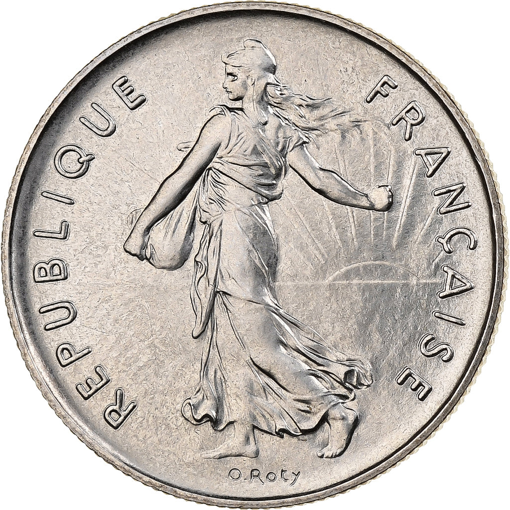 França, 5 Francs, Semeuse, 1980, MDP, série FDC, Níquel Cromado a