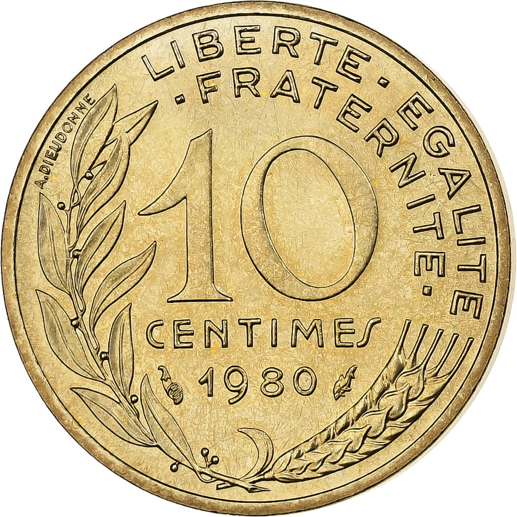 Francja, 10 Centimes, Marianne, 1980, MDP, série FDC, Cupro-aluminium-nickel