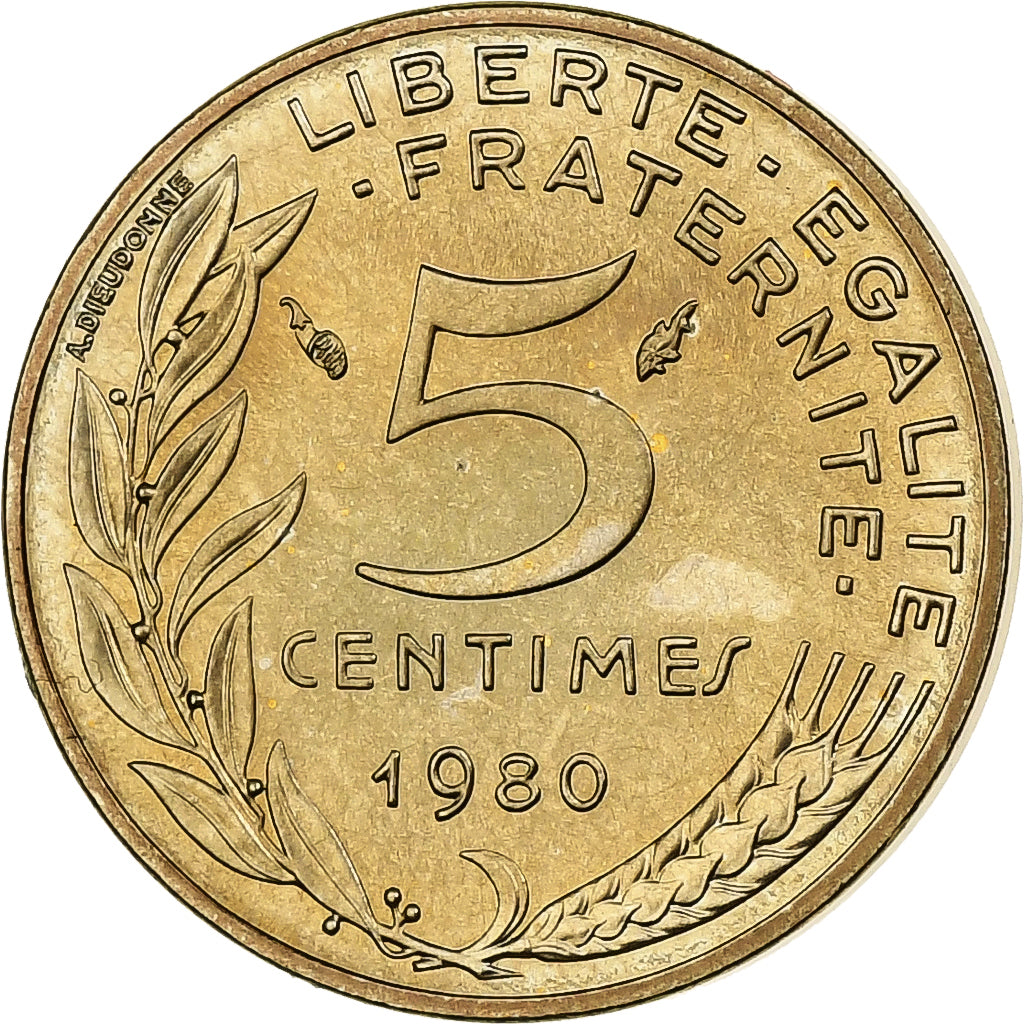 France, 5 Centimes, Marianne, 1980, MDP, série FDC, Cupro-aluminium-nickel