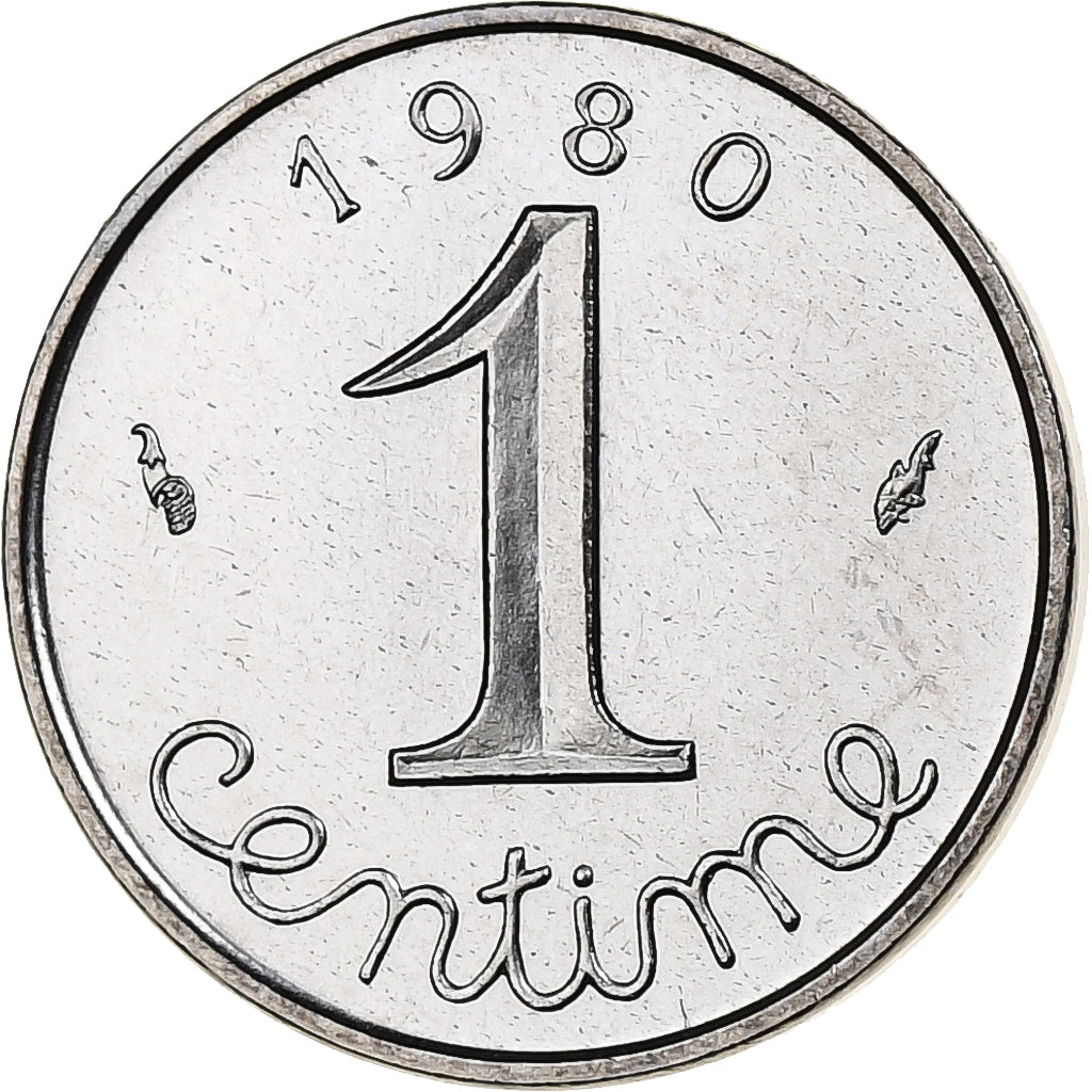 Francja, Centime, Épi, 1980, MDP, série FDC, Stal nierdzewna, MS(65-70)